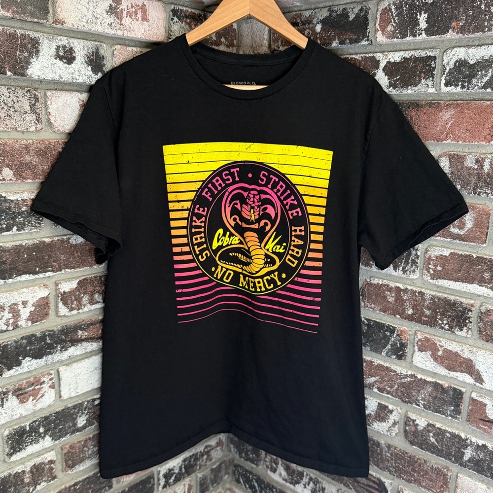 Cobra Kai Strike First Strike Hard No Mercy Neon Graphic T-Shirt
